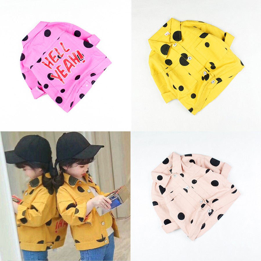 Áo khoác bé gái size nhỏ - lớn Quảng Châu kaki chấm bi 1 tuổi đến 14 tuổi, từ 15 kg đến 30 kg 1421-1424(3)