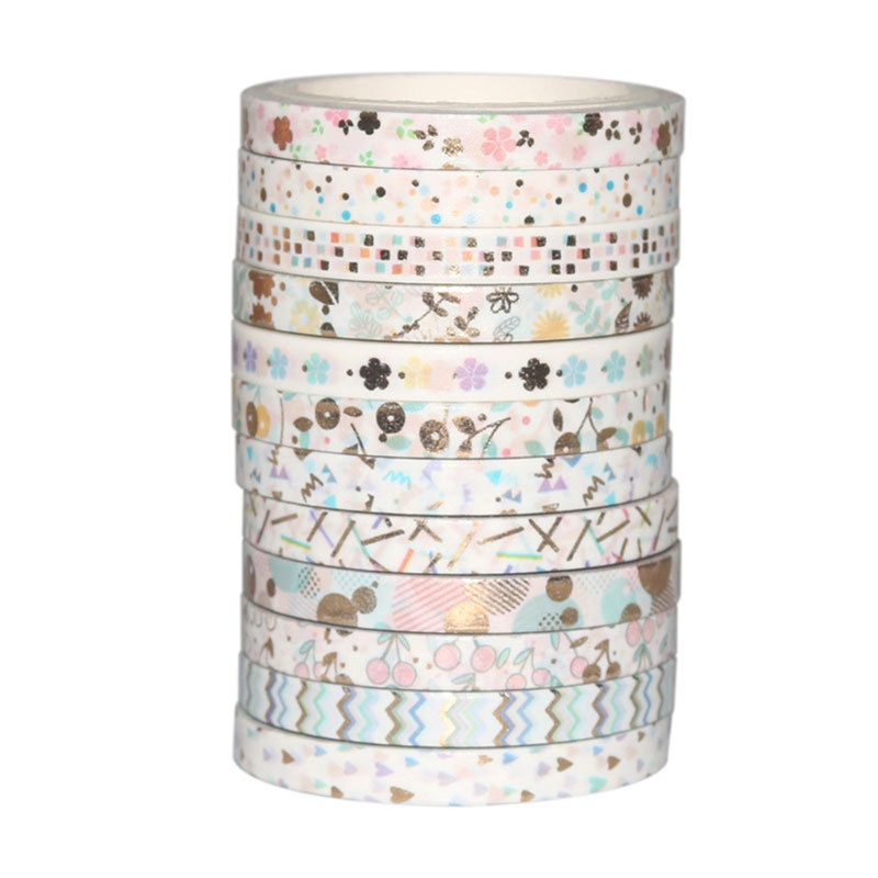 Bộ 24 Cuộn Băng Keo Dán Trang Trí Sổ Tay / Nhật Ký Bằng Lá Vàng