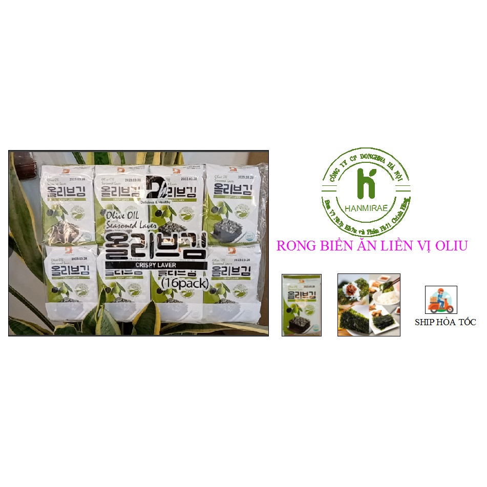 RONG BIỂN Ăn Liền Vị Dầu Oliu Hàn Quốc- 1 BỊCH 16 Gói 5g