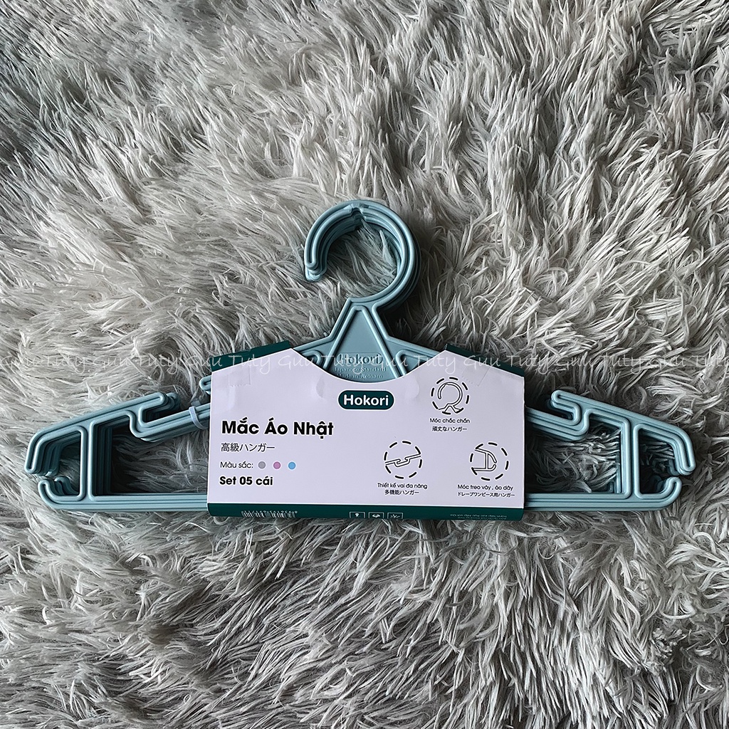 Mắc treo quần áo người lớn, mắc áo nhựa hokori set 05 cái