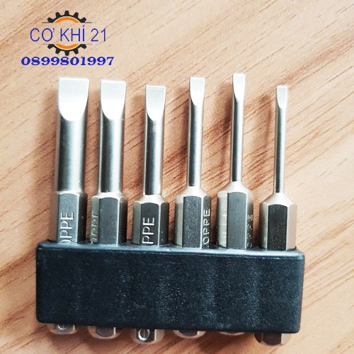 Bộ 6 mũi tô vít 2 cạnh chuôi lục giác cho khoan pin và khoan điện 50mm