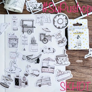 🧩🧩sticker hộp 45 miếng màu trắng đen siu xinh🧩🧩