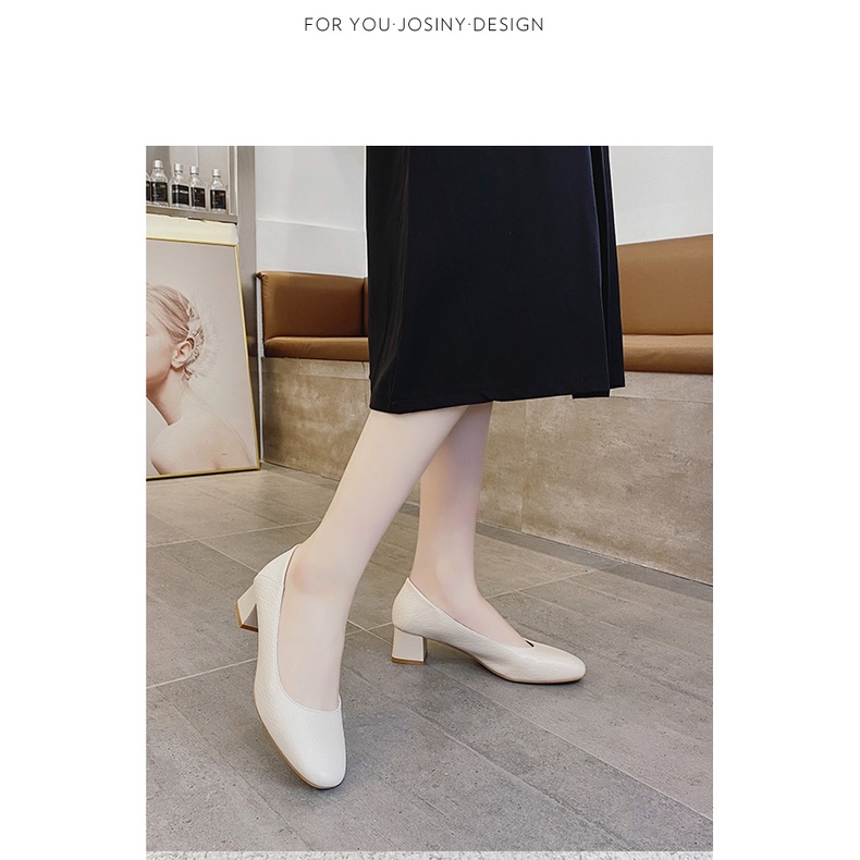Giày cao gót nữ josiny, dusto giày cao 5cm thời trang công sở cao cấp da mềm chắc chắn êm chân   màu be, nude CGJ03