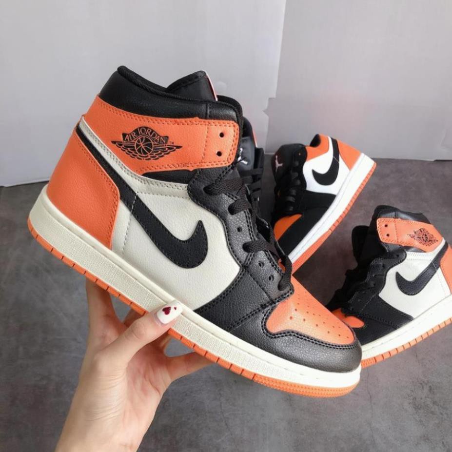 Giày thể thao Jordan cao cô cam đen, giày sneaker JD1 high đen cam, Giày thể thao JD1 Orange/Black  nam nữ