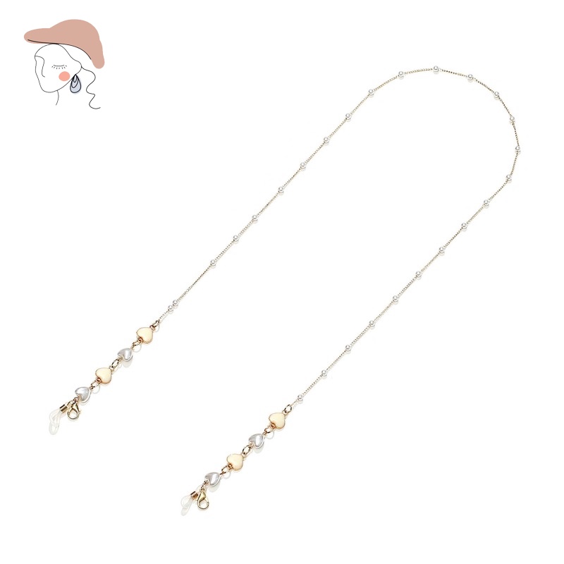 Dây Đeo Mắt Kính Hình Trái Tim Đính Ngọc Trai Nhân Tạo Thời Trang