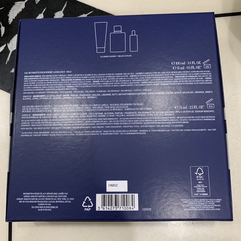 Bộ set nước hoa Giorgio Armani Acqua Di Gio Pour Homme 3 món như hình