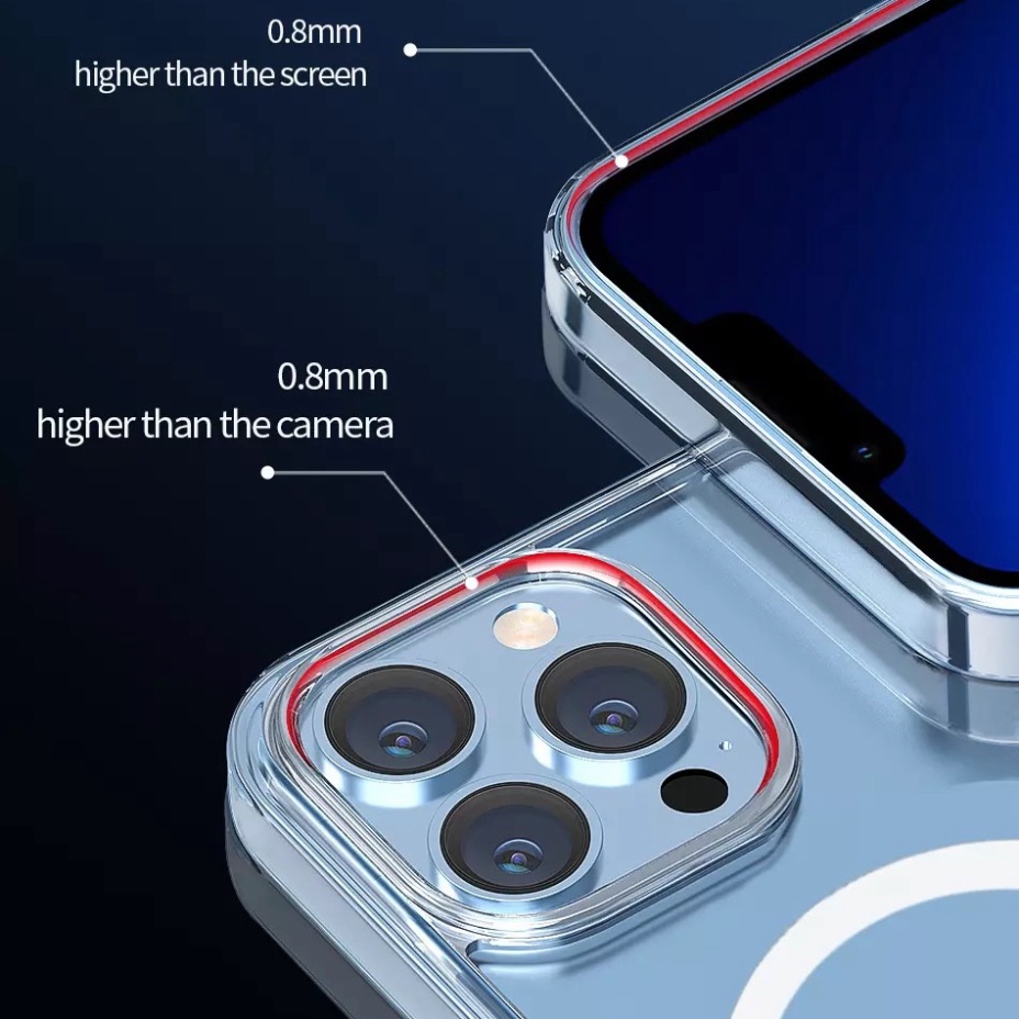 Ốp lưng kính viền dẻo chống sốc WIWU Crystal Magnetic Phone Case cho Smart Phone 13 Max Pro, Chống ố vàng