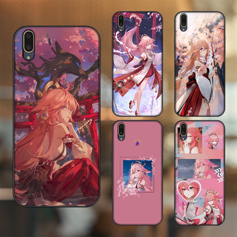 Ốp lưng Vivo V11 viền đen in hình Yae Miko Genshin Impact