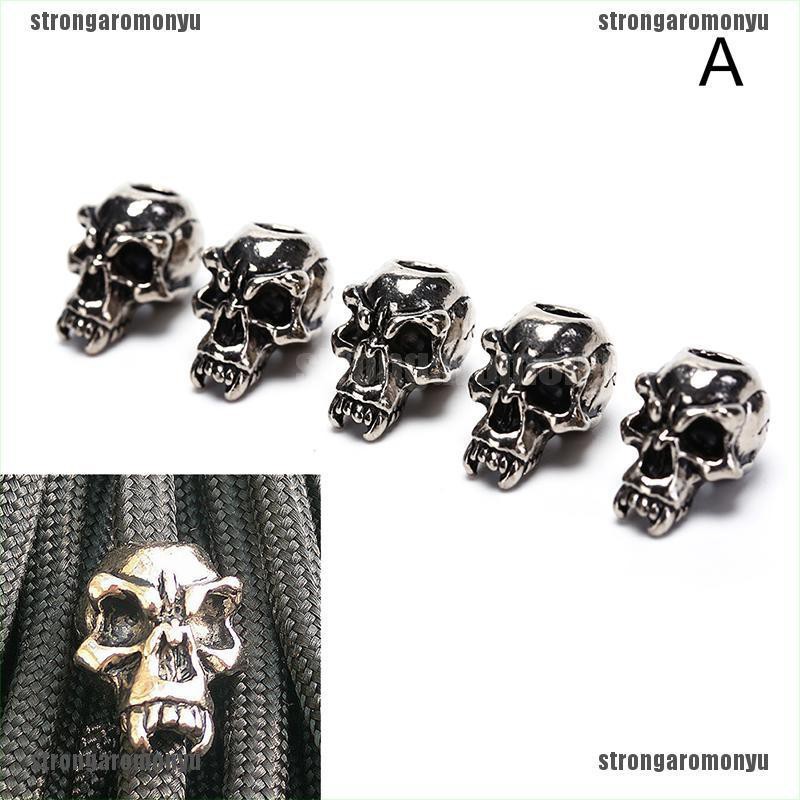 Set 5 Hạt Hình Đầu Lâu Bằng Kim Loại Dùng Làm Vòng Tay Sinh Tồn