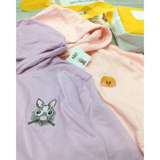 Hoodie thêu cute- Hoodie thêu thú- Ảnh thật shop chụp- áo hoodie xịn- Áo hoodie trơn- Áo khoác hoodie trơn | BigBuy360 - bigbuy360.vn