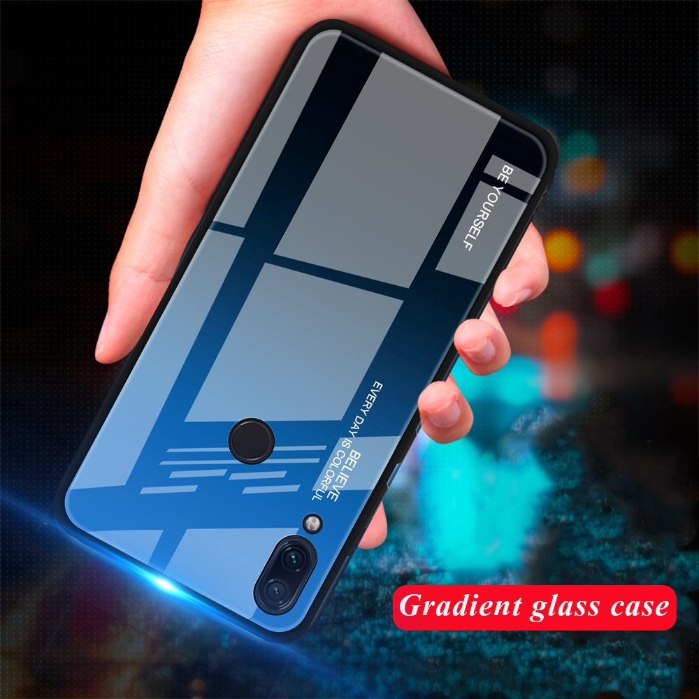 Ốp điện thoại kính cường lực màu gradient chống trầy xước cho Xiaomi Redmi Note 7 Note 6 Note 5 Redmi 6A 7 5Plus 6Pro