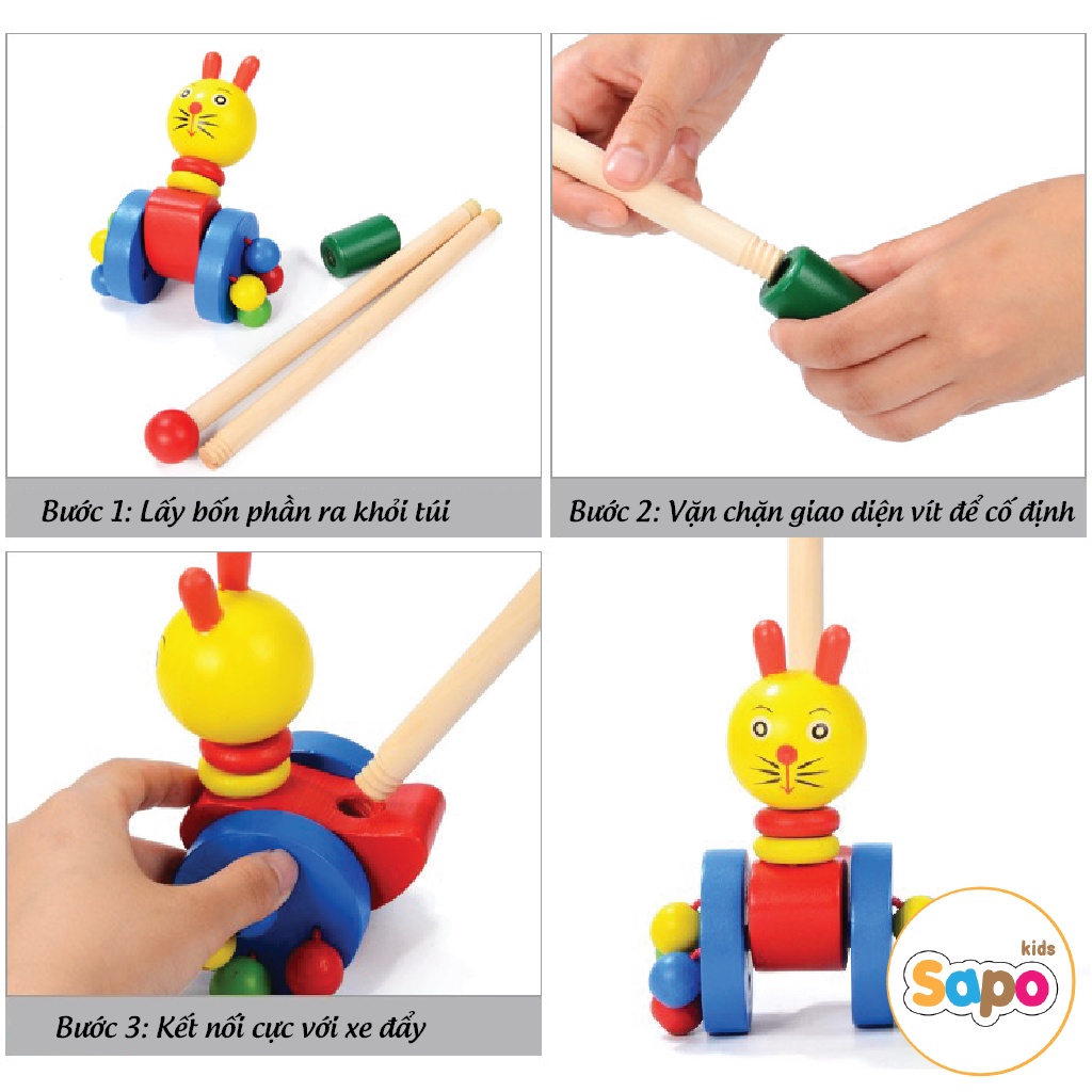 Đồ chơi xe đẩy gỗ hình thú cho trẻ sapo kids