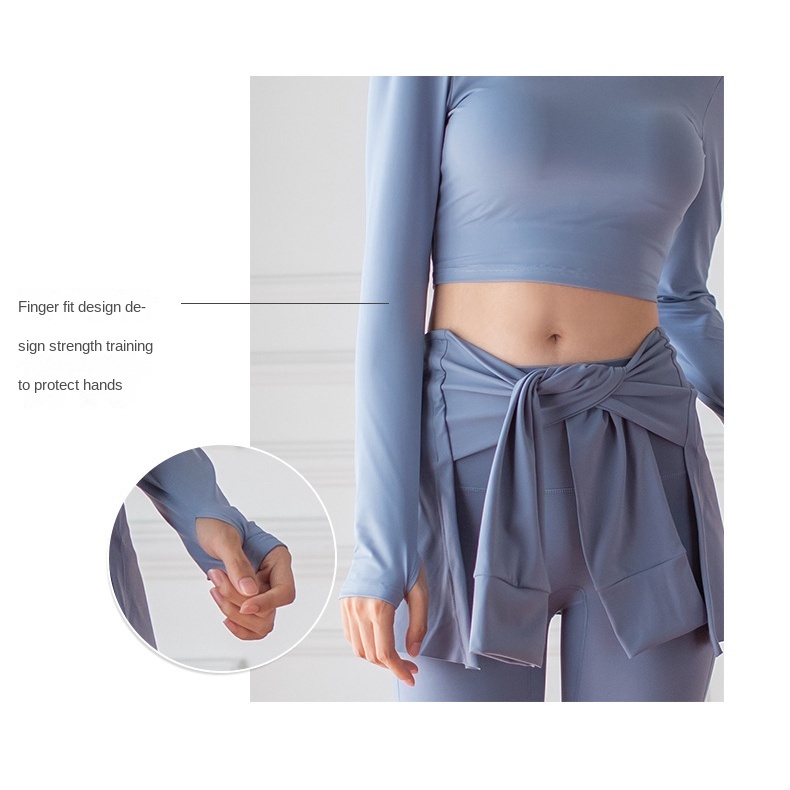 Alaba Áo Sweatshirt Tay Dài Tập Yoga Thiết Kế Khoét Rỗng Thoáng Khí Có Đệm Ngực Và Dây Đeo Cổ Phong Cách