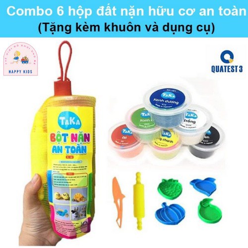 Bột Nặn An Toàn TAKACOL, 100% Đất Nặn Làm Từ Bột Mì, Tặng Bộ Khuôn Chơi 4 Món (Video + Ảnh chụp tại shop)