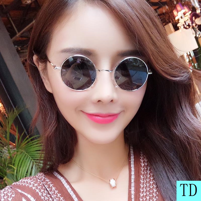 Kính mát gọng tròn màu đen phong cách hiphop Trung Hoa thời trang cho nam nữ