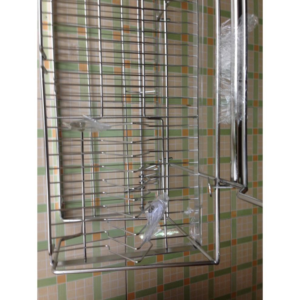 Kệ Đựng Chén Bát Treo Tường Bằng inox 304 Cao Cấp KC19 2 Tầng