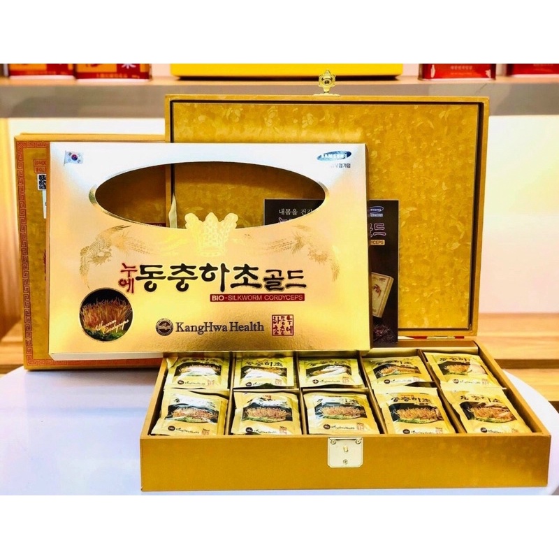 Đông Trùng Hạ Thảo Hộp Gỗ Vàng KANGHWA Hàn Quốc, Hộp 60 Gói *30ml (2300)