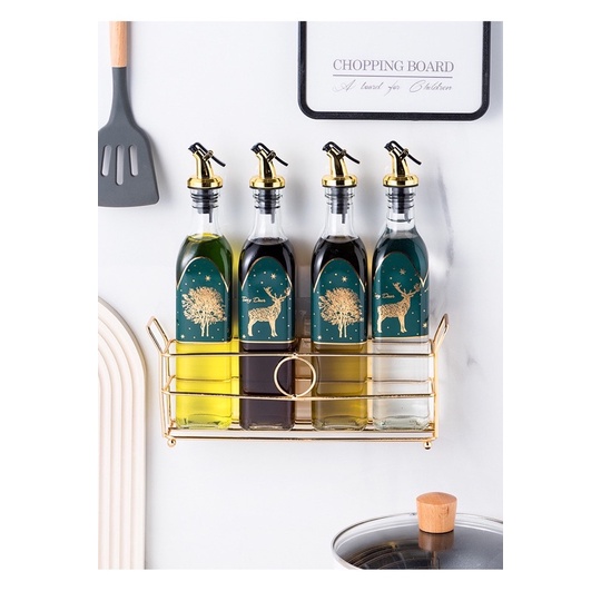 Bộ 4 Chai Đựng Gia Vị Kèm Khung Hoạ Tiết Hình Hươu Lạ Mắt