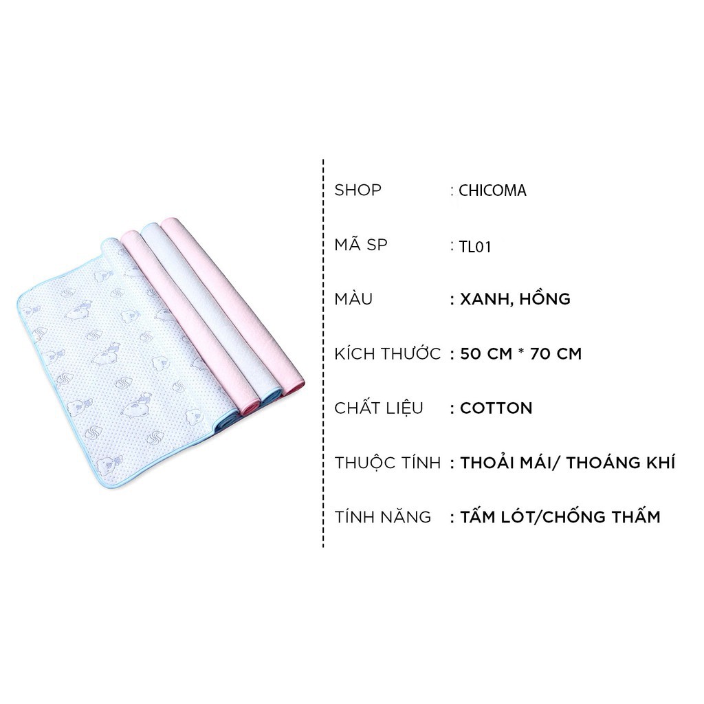 Tấm lót chống thấm 4 lớp cho bé sơ sinh mềm mại cao cấp an toàn thoáng khí TL01-CHICOMA