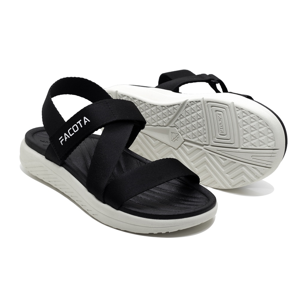 FACOTA │Giày Sandal thể thao nam nữ Facota V6 R02 - ĐEN ĐẾ TRẮNG