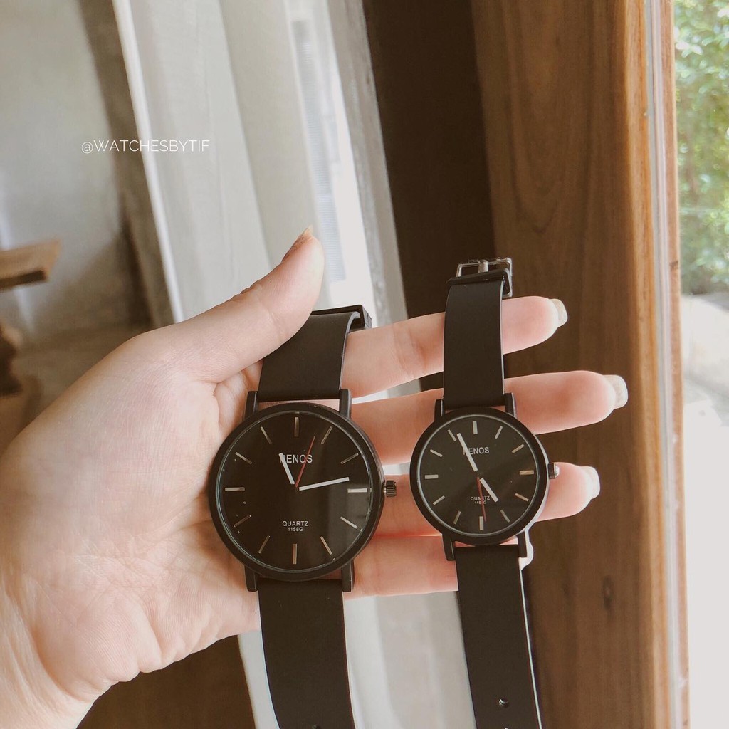 Đồng hồ cặp nam nữ dây cao su RENOS KIM full black đồng hồ đôi thể thao chính hãng Watchesbytif size 26mm & size 38mm | BigBuy360 - bigbuy360.vn