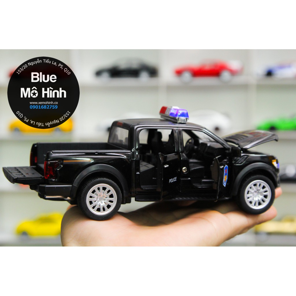 Blue mô hình | Mô hình xe cảnh sát Police Ford F150 Raptor mở hết cửa 1:32 Đen