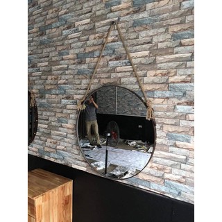 Gương tròn viền da