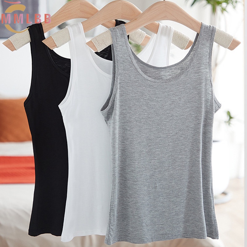 Áo thun cotton sát nách màu trắng đen phong cách Hàn Quốc cho nữ