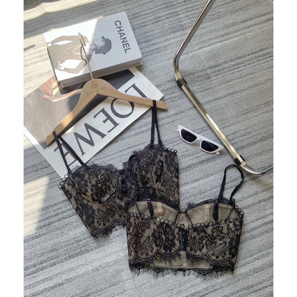 Áo bra FREESHIP Áo bra họa tiết ren Mixiz có mút ngực gợi cảm tôn vòng một, sexy quyến rũ màu đen