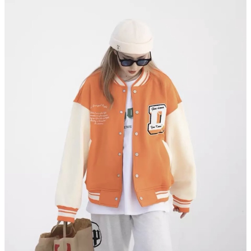 Áo khoác bomber cardigan nữ GIVER DOWN vải thun nỉ phối nút bấm kiểu bóng chày siêu cá tính WEDO FASHION