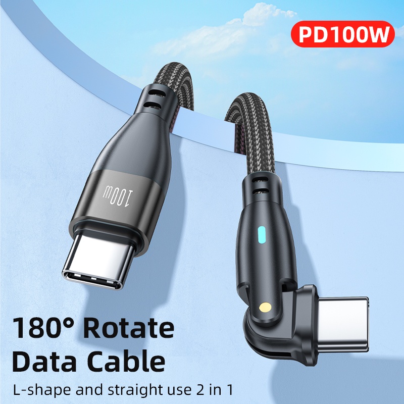 Cáp Sạc Nhanh 3A Xoay 180 Độ PD100W 60W USB Type C Sang Type C Dài 1m 2m Cho Laptop