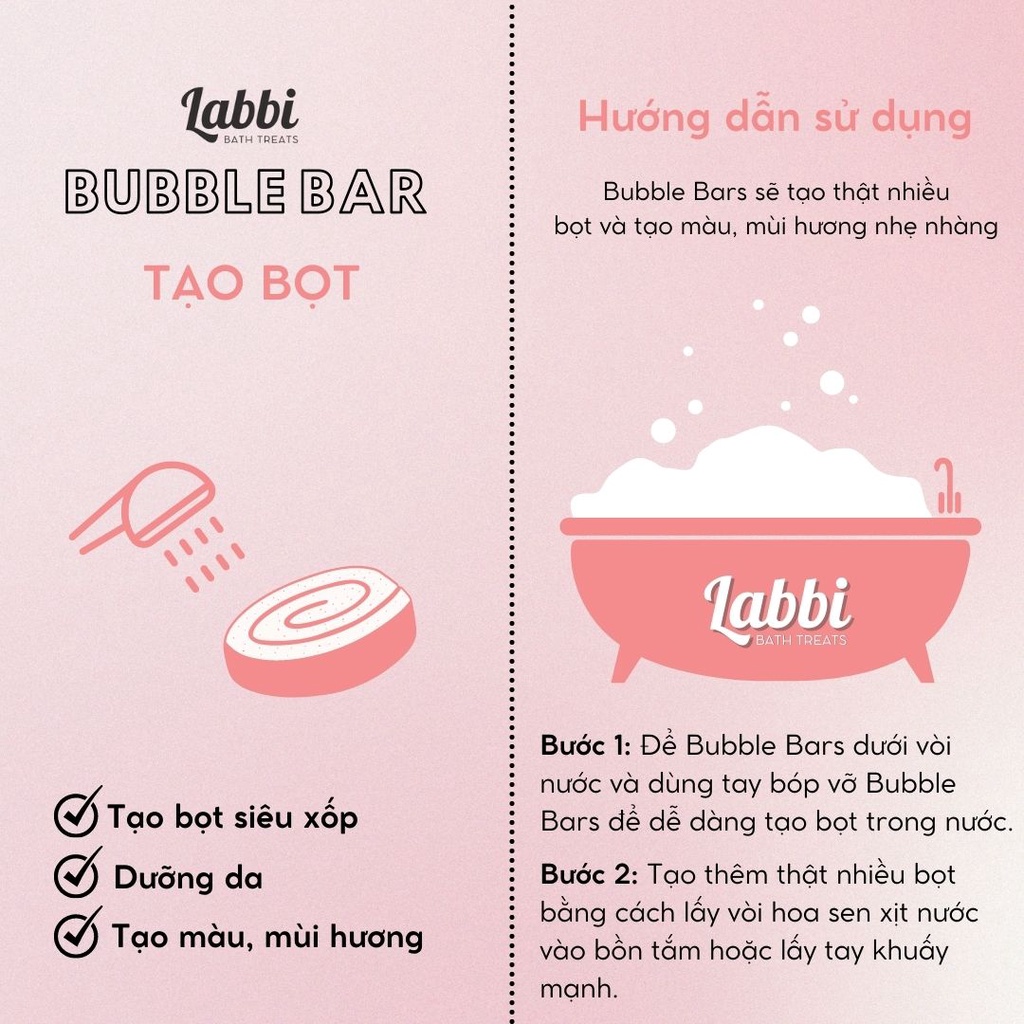 Bánh siêu tạo bọt bồn tắm MILKY [Labbi] Bubble Bar