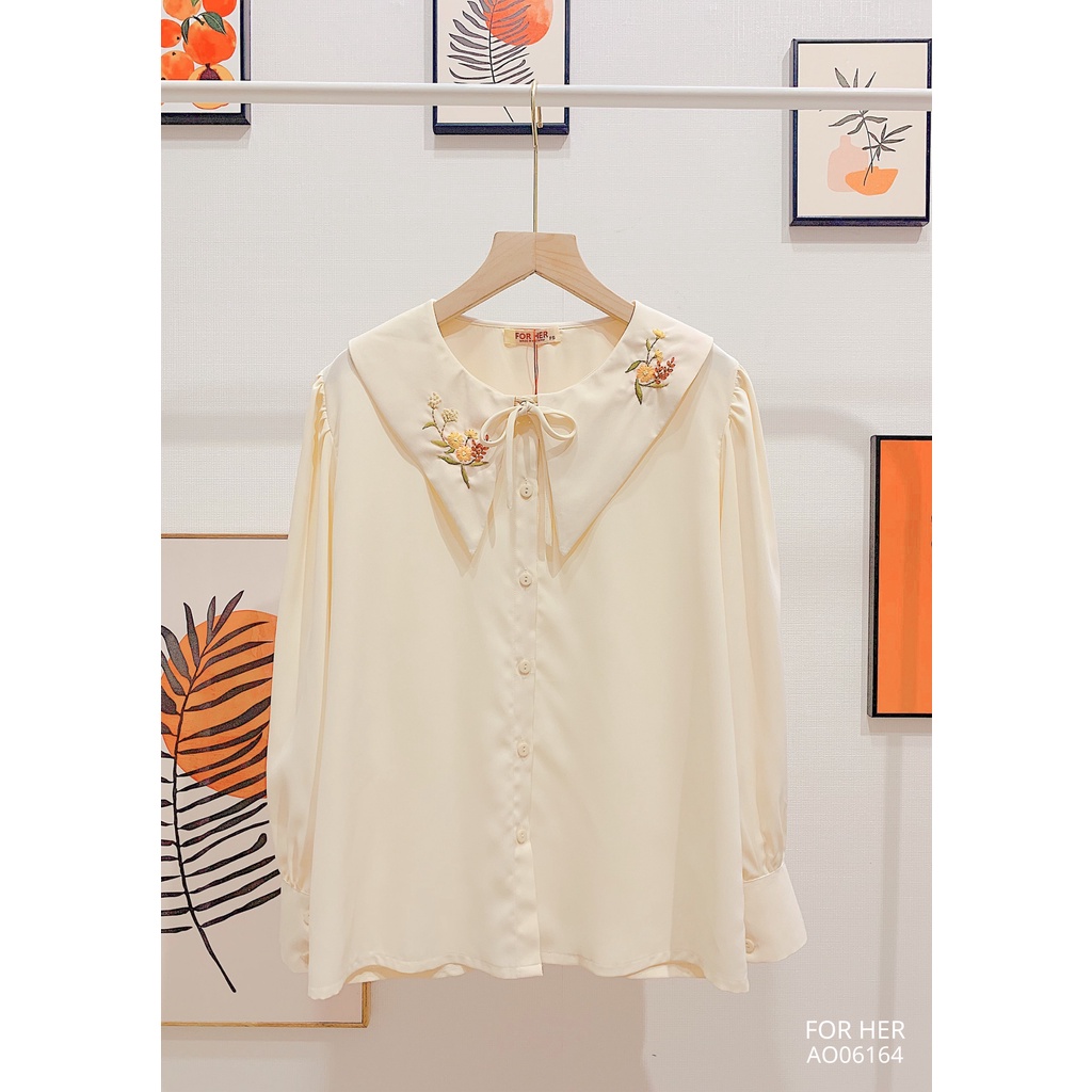[Mã 33FASHIONSALE giảm 12% đơn 99K] Áo cổ nhọn hoa thêu AO0616