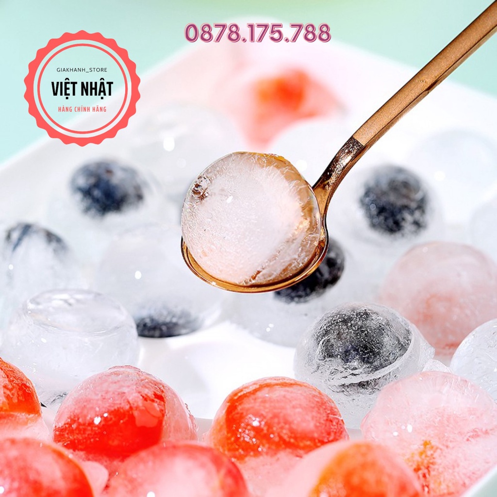 Khay Làm Đá Viên Tròn Có Nắp, Khuôn Làm Thạch Làm Đá Hoa Quả Trái Cây Để Tủ Lạnh, Hàng Việt Nhật Cao Cấp 6978