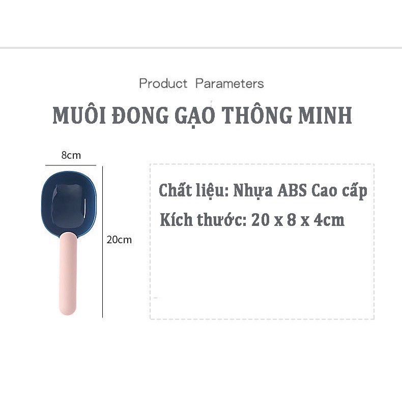 Muôi / Thìa / Xẻng Đong Gạo Xúc Gạo Đong Ngũ Cốc Có Cán Dài Kẹp Chặt Miệng Bao Thông Minh Tiện Lợi