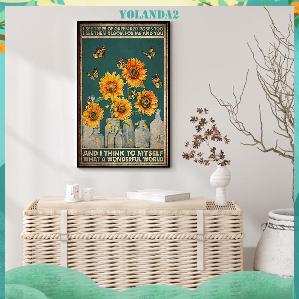 Tranh thêu chữ thập hình hoa hướng dương 3 sợi cotton 11CT