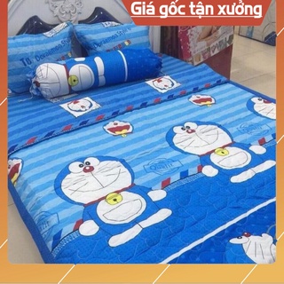 Bộ chăn ga gối đệm doraemon 5 món gồm 1 chăn hè, 2 vỏ gối, 1 bọc chun đệm, 1 vỏ gối ôm