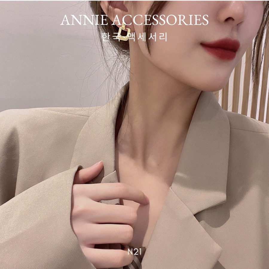 Bông tai chữ nhật mạ vàng cá tính dành cho nữ ANNIE - N21