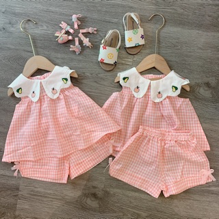 SỈ SET KẺ CARO HỒNG CỔ BÈO