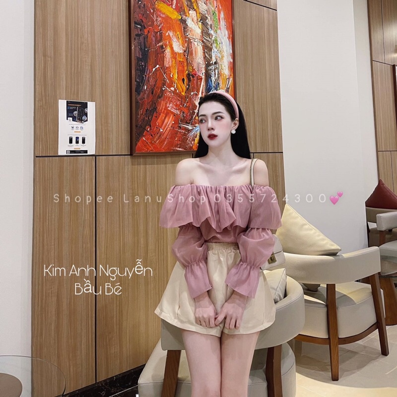 Áo trễ vai tơ 2 lớp Hàng sẵn