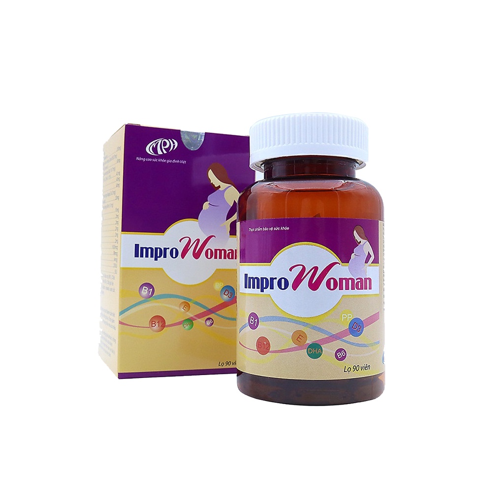 Viên bổ bà bầu ImproWoman - Bổ sung canxi, sắt, DHA, EPA, Magie, Kẽm cùng các vitamin và khoáng chất. Lọ 90 viên