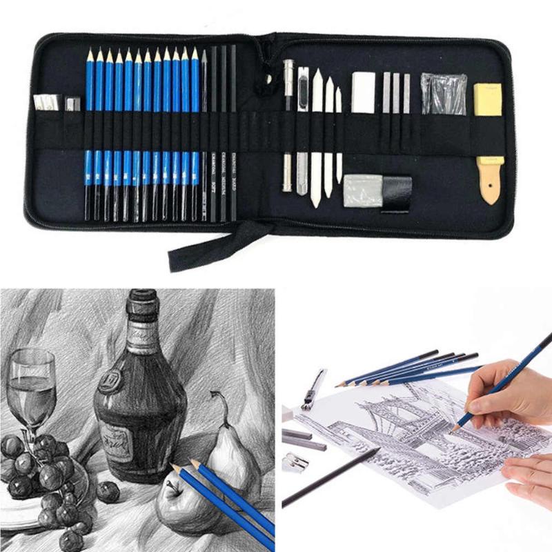 Novo# Bộ 33 Bút Chì Vẽ Tranh Chuyên Nghiệp Có Vỏ Đựng Màu Than Chì