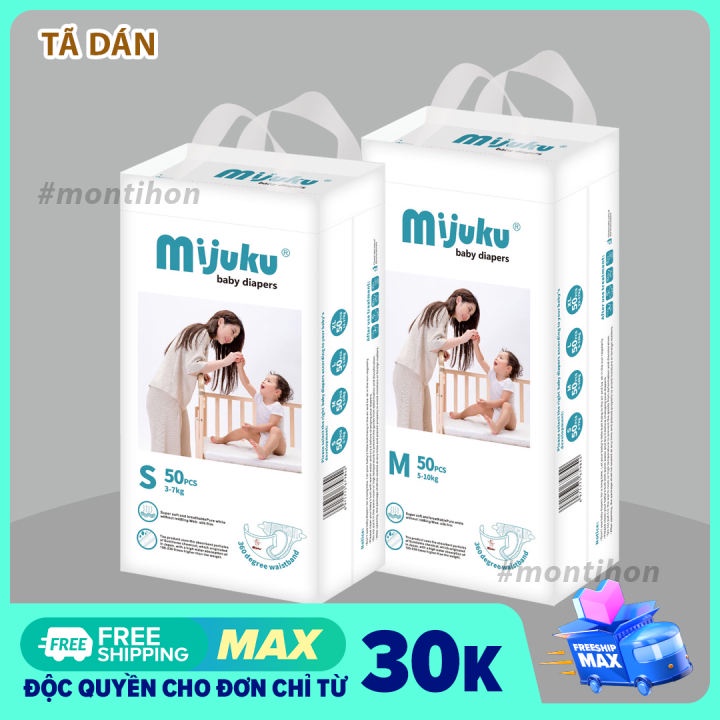 Bỉm tã dán Mijuku cao cấp Size 50S/50M/50L hàng chuẩn công ty