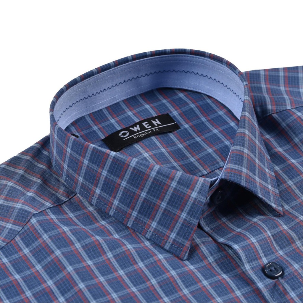 OWEN - Áo sơ mi dài tay Owen regularfit chất sợi tre ca rô xanh 23381 | BigBuy360 - bigbuy360.vn