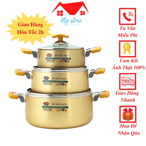 Bộ nồi Sunhoues 3 chiếc mạ vàng 6634 siêu đẹp.