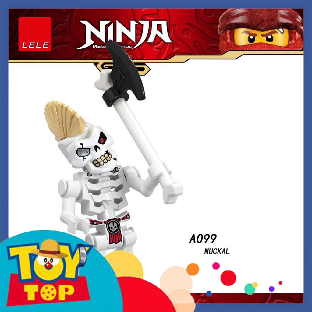 [Một con] Đồ chơi lắp ghép Ninja : Minifigure Ninjago nhân vật quái xương , Lloyd vàng , Overlord A098 A105