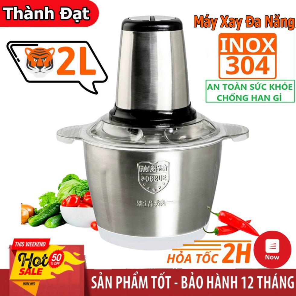 Máy Xay Thịt Cầm Tay Cối Inox 4 Lưỡi Đa Năng,Công Suất 300W Xay Thịt,Tỏi Ớt, Rau Củ Quả. Hàng Loại 1