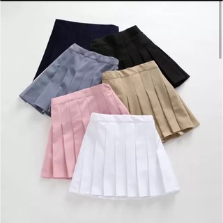 Chân váy ngắn chữ A lưng cao, xếp ly, xoè rộng có quần trong, phong cách Hàn Quốc
