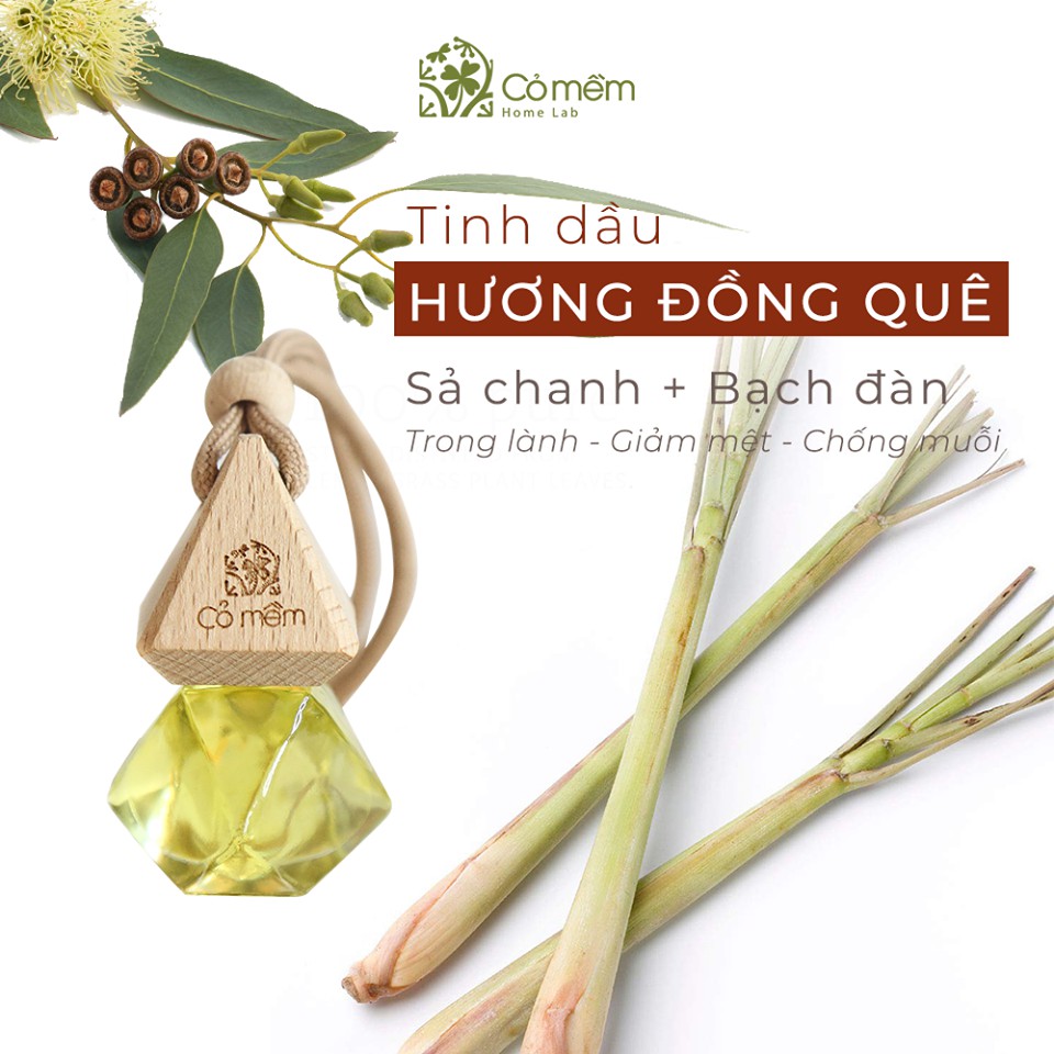 Tinh Dầu Treo Hương Đồng quê Sả Chanh Thiên Nhiên Nguyên Chất Đuổi Muỗi Cỏ Mềm 8,5ml