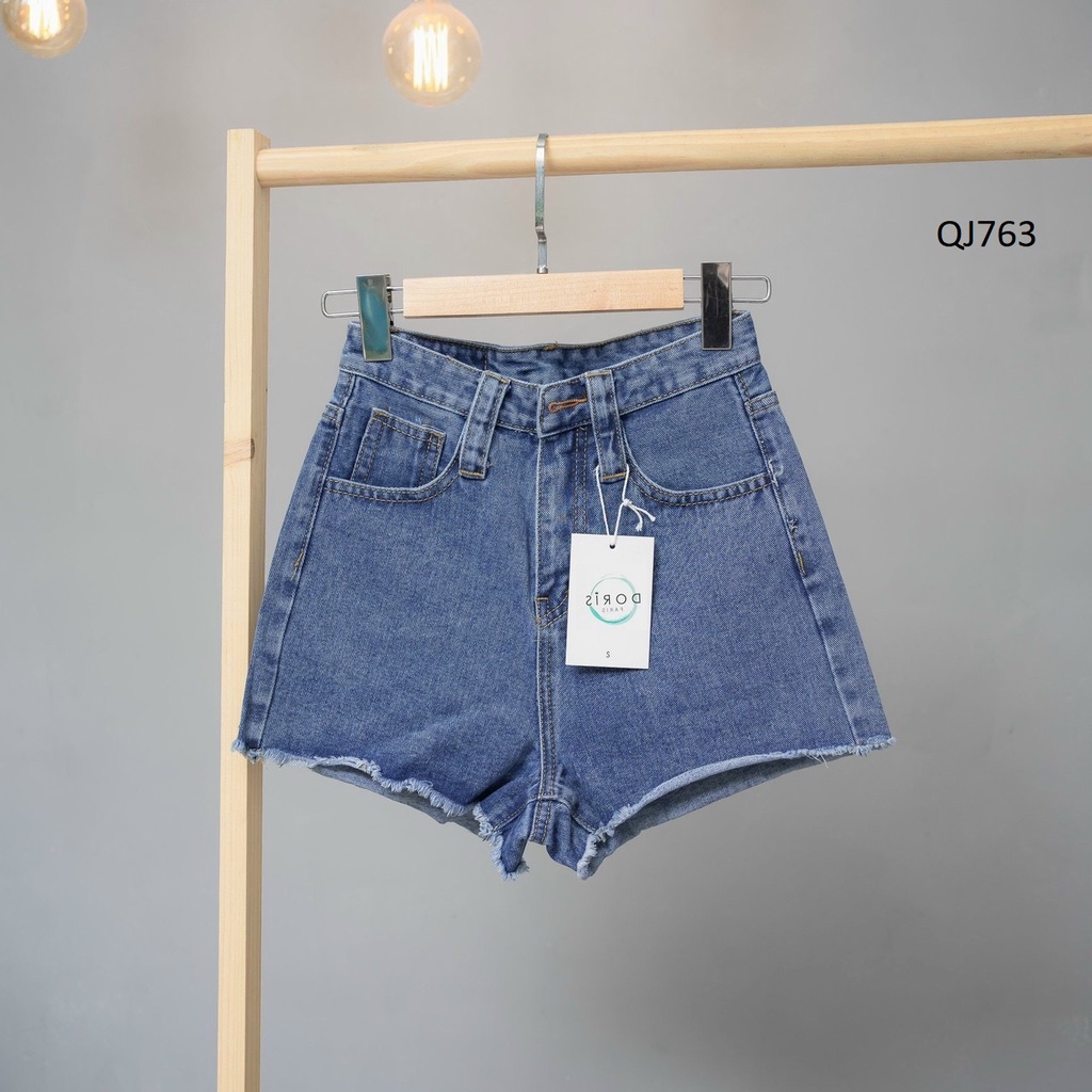Quần short jean nữ lưng cao trơn cơ bản QJ763
